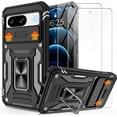 thumbnail image 1 of Pixel 8 Case,Google Pixel 8 case with Slide Camera Cover and [2 Pack] HD Screen Protector, Shockproof for Pixel 8 Phone Case with 360°Magnetic Ring Holder Kickstand，Case for Pixel 8 Black, 1 of 14