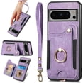 thumbnail image 1 of for Pixel 8 Pro Case,Card Holder Wallet for Google Pixel 8 Pro Case,Ring Stand,RFID-Blocking,Wrist Strap,Camera Protector,Leather Protective Magnetic Flip Cover (Purple, 8 Pro 6.7 Inches), 1 of 14