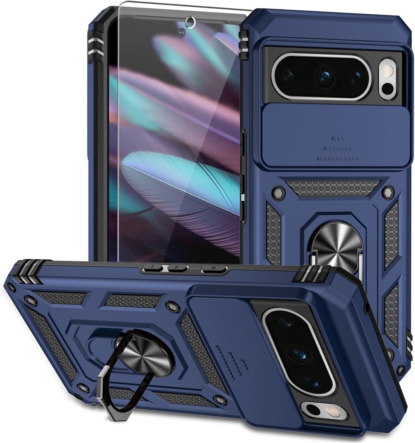 for Pixel 8 Pro Case,with Screen Protectors and Camera Cover,[Military ...