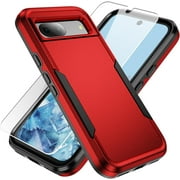 for Pixel 8a Case, Google Pixel 8a Case with HD Screen Protector [Military Grade Drop Tested] Heavy-Duty Tough Rugged Shockproof Protective Case for Pixel 8a, Red