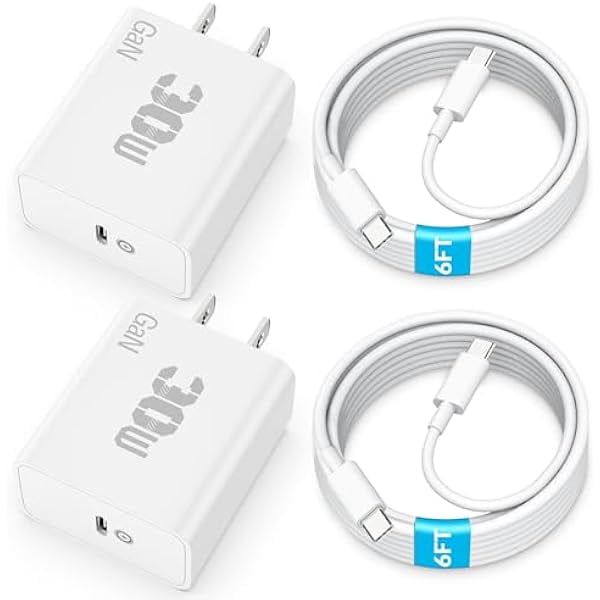 Pixel 9 8 7 6 5 Fast Charger, 2Pack 30W USB C Charger Block for Google Pixel 9/9 Pro/8/8a/8 Pro/7/7a/7 Pro/6/5/4/3 XL, Samsung S24/S23, Type C Fast Charging Block Power Adapter + 6FT USB C to C Cable