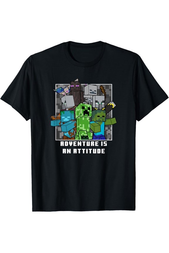 Pixel Art Adventure Is an Attitude Aggressive Mobs Poster T-Shirt Vintage Tee -Birthday Gifts