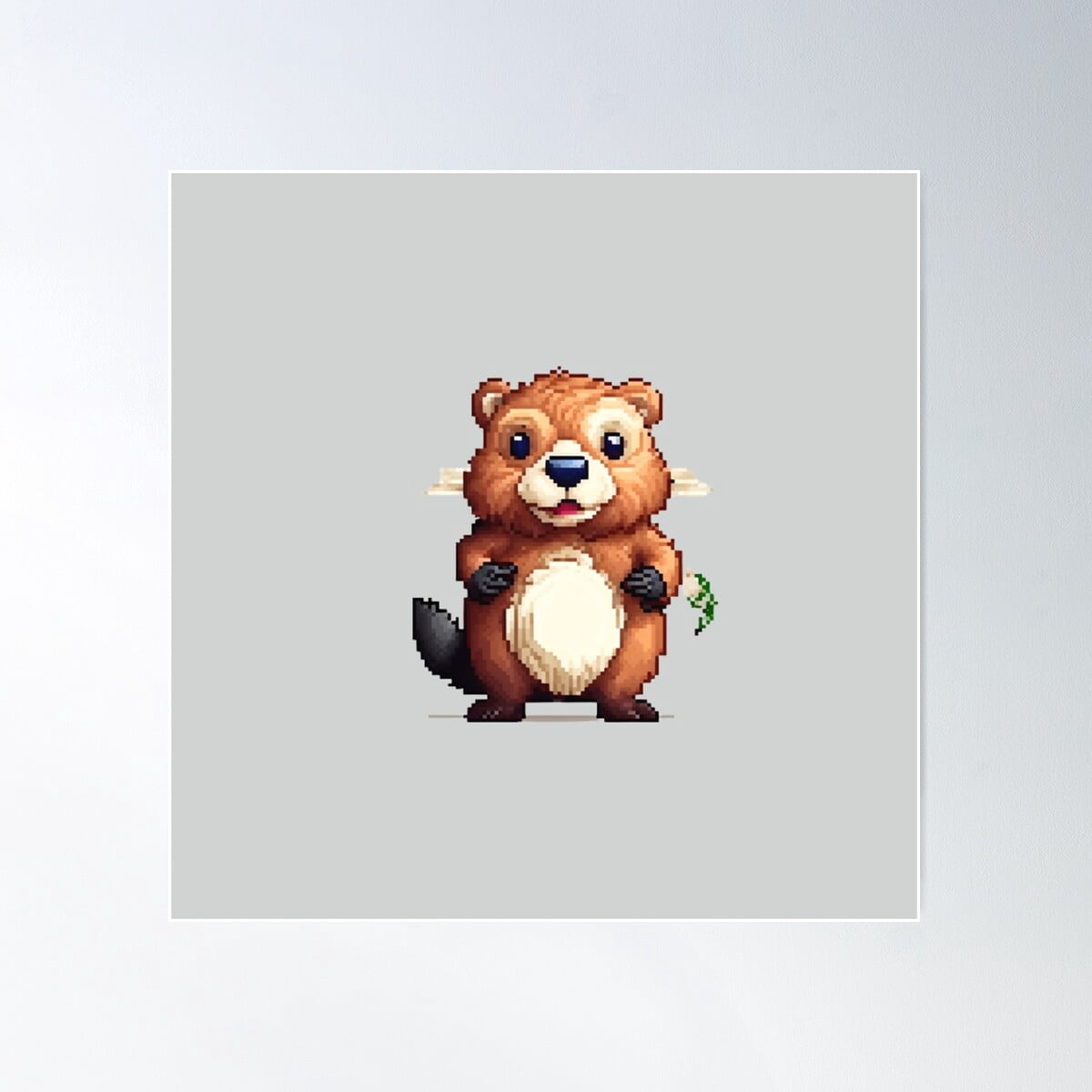 Pixel Art Beaver Design Print Poster Wall Art, Modern Wall Decor For ...