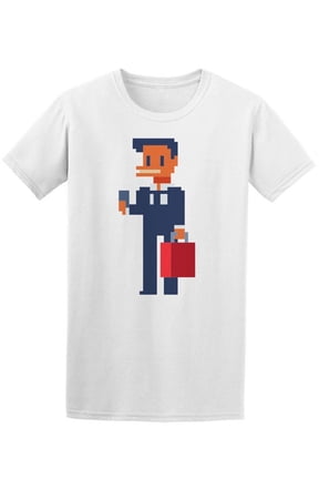 Pixel Art Businessman Briefcase Tee Men's -Image by Shutterstock