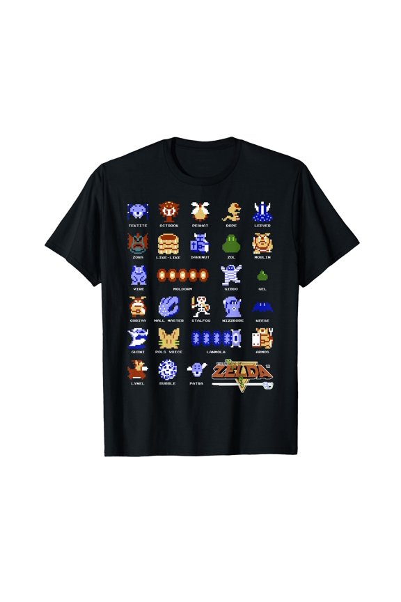 Pixel Art Character Grid T-Shirt for Classic Video Game Fans