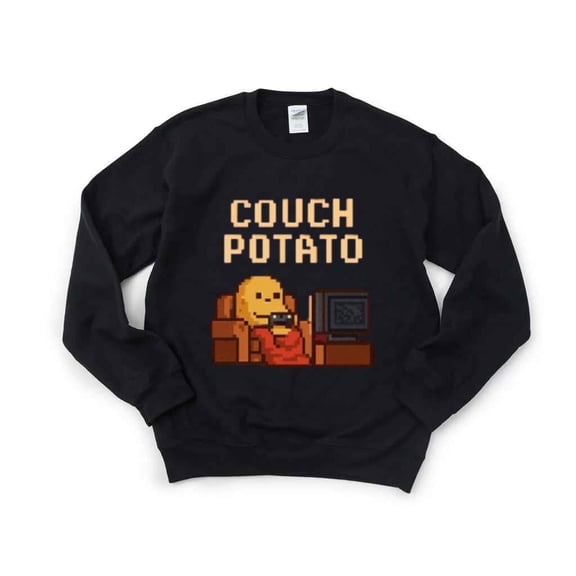 Pixel Art Couch Potato T-Shirt with Funny Gamer Lazy Day Design, for men & women, up to size 5XL