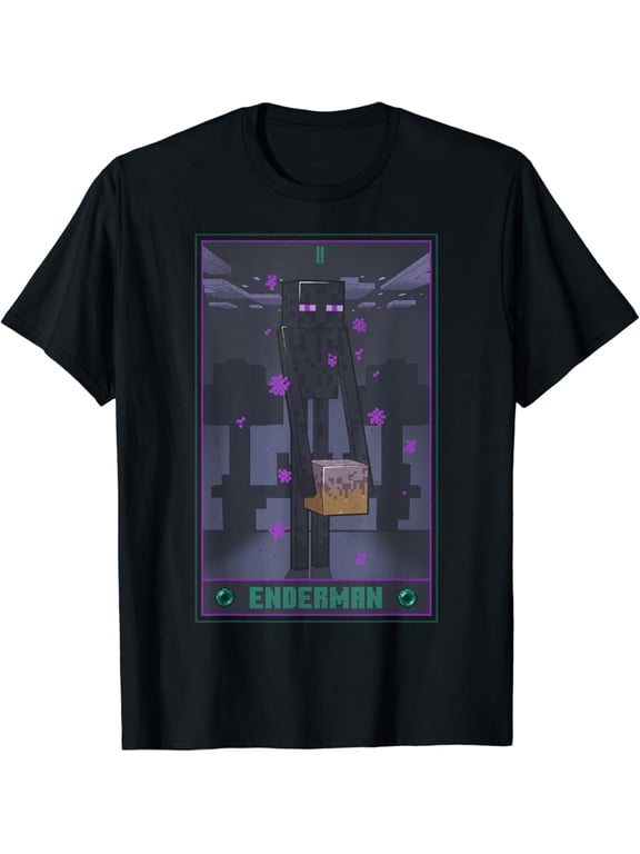 Pixel Art Enderman Tarot T-Shirt Vintage Tee -Birthday Gifts