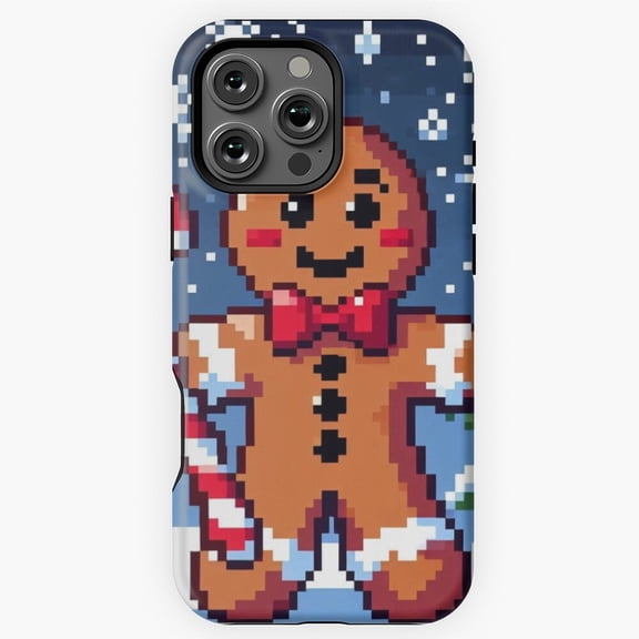 Pixel Art Gingerbread Man Phone Case for iPhone 11 12 13 14 15 16 17 Pro Max