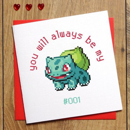 Pixel Art Greeting Card – "You Will Always Be My" with Bulbasaur Design – Cute Friendship Card – Blank Inside, Perfect for Valentine's Day, Birthdays, or Just Because