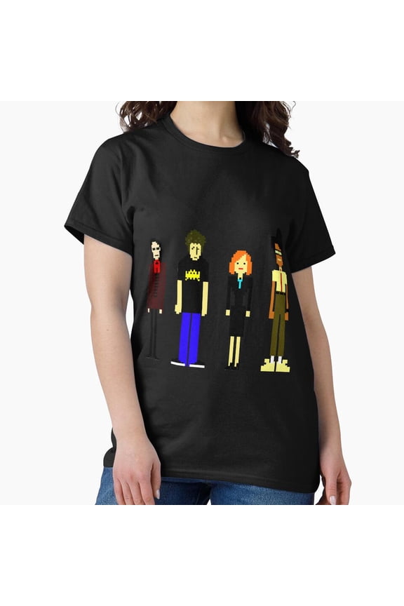 Pixel Art Group Portrait T-Shirt | Retro 8-Bit Characters Tee | Vintage Gaming Inspired Apparel H635, for Unisex, Up to Size 5XL