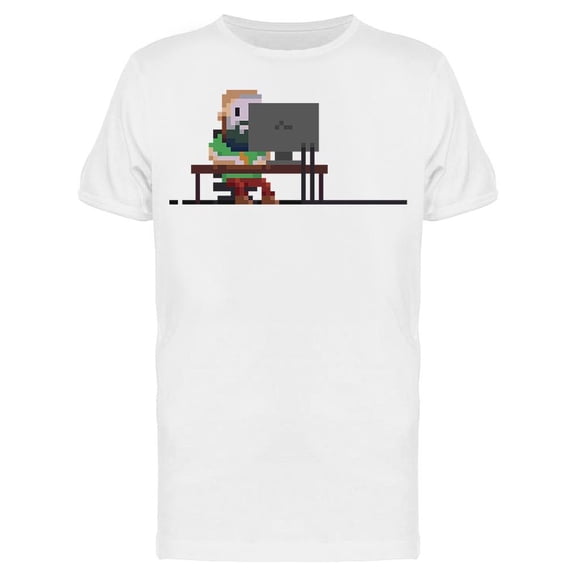 Pixel Art Male Sitted T-Shirt Men -Image by Shutterstock, Male Large