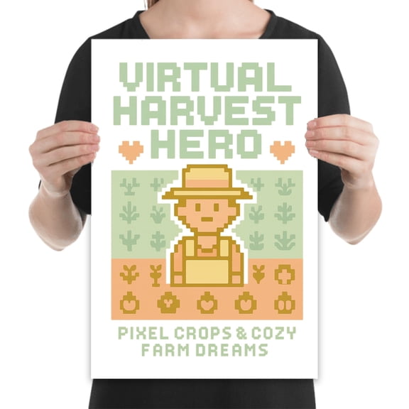 Pixel Art Wall Decor - Bedroom Decor - 13x19 Poster Print - Gloss Finish