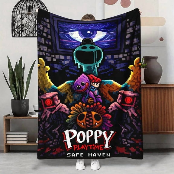 Pixel Art Printed Fleece Blanket Multicolour 7 Soft Cozy Throw for Sofa Bed