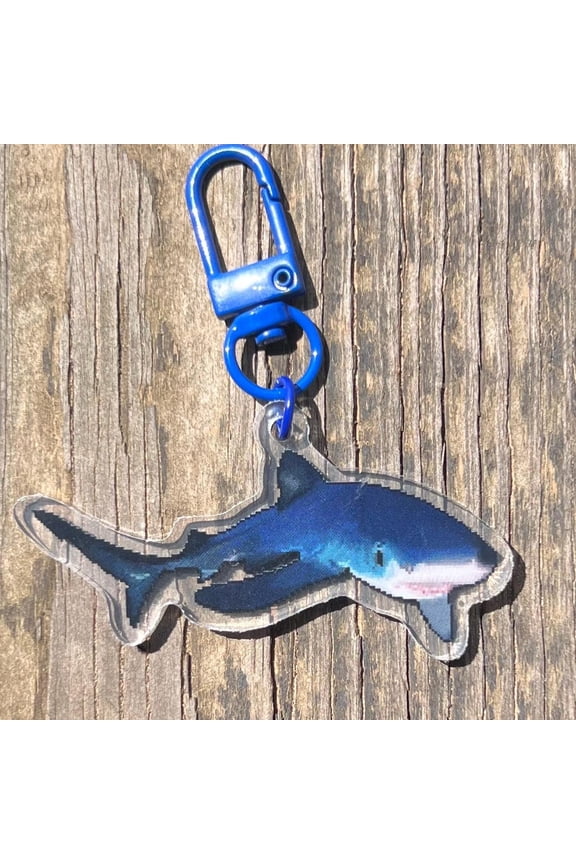 Pixel Art Shark Keychain! 2.5in (1 keychain)