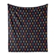 thumbnail image 1 of Pixel Art Soft Flannel Fleece Throw Blanket, Skull with Bones Pirate Inspired Colorful Motifs on a Dark Toned Backdrop, Cozy Plush for Indoor and Outdoor Use, 50" x 70", Multicolor, by Ambesonne, 1 of 5