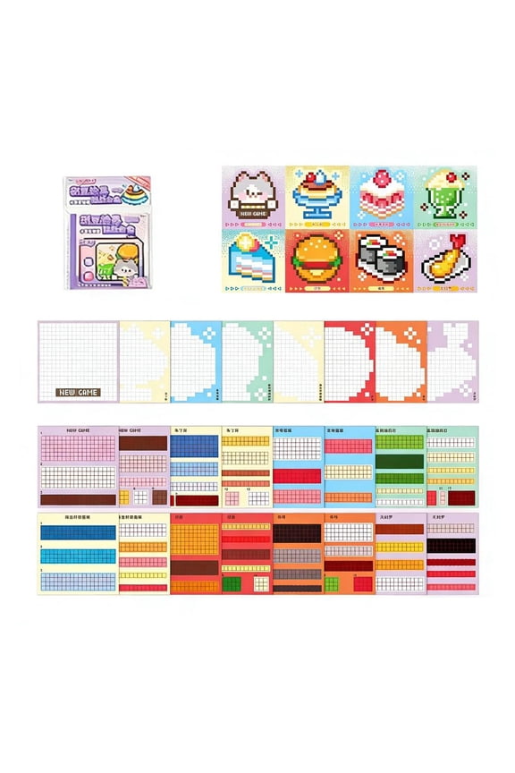 Pixel Art Sticker Book for Kids & Adults, DIY Craft Kit with Scene Cards