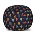 thumbnail image 1 of Pixel Art Storage Toy Bag Chair, Skull with Bones Pirate Inspired Colorful Motifs on a Dark Toned Backdrop, Stuffed Animal Organizer Washable Bag, Small Size, Multicolor, by Ambesonne, 1 of 3