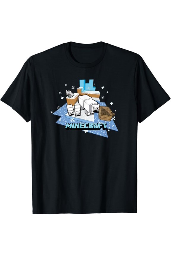 Pixel Art Winter Mobs Polar Bears and Wolf T-Shirt Vintage Tee -Birthday Gifts