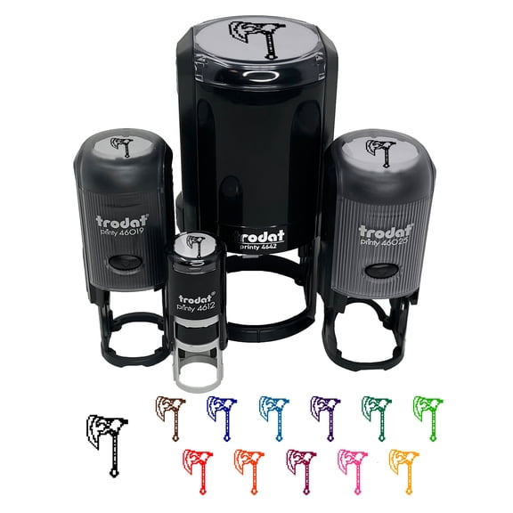 Pixel Axe Battle Axe RPG Dwarf Weapon Self-Inking Rubber Stamp Ink Stamper - Black Ink - Mini 1/2 Inch