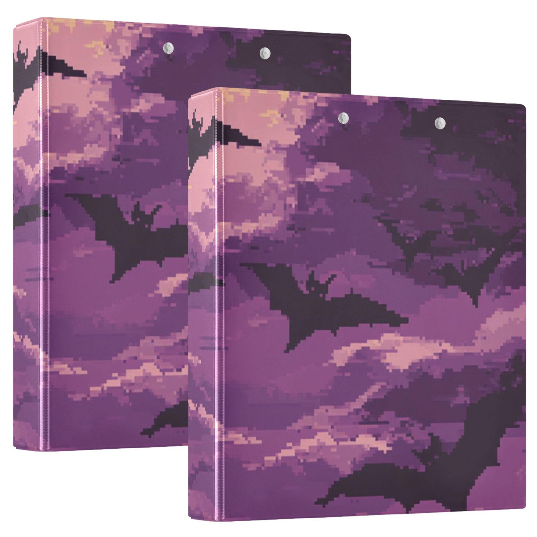 Pixel Bats 3 Ring Binders 1.5 inch Hardcover File Folders with Interior Pockets A4 Size Organizer for School Office Hospital