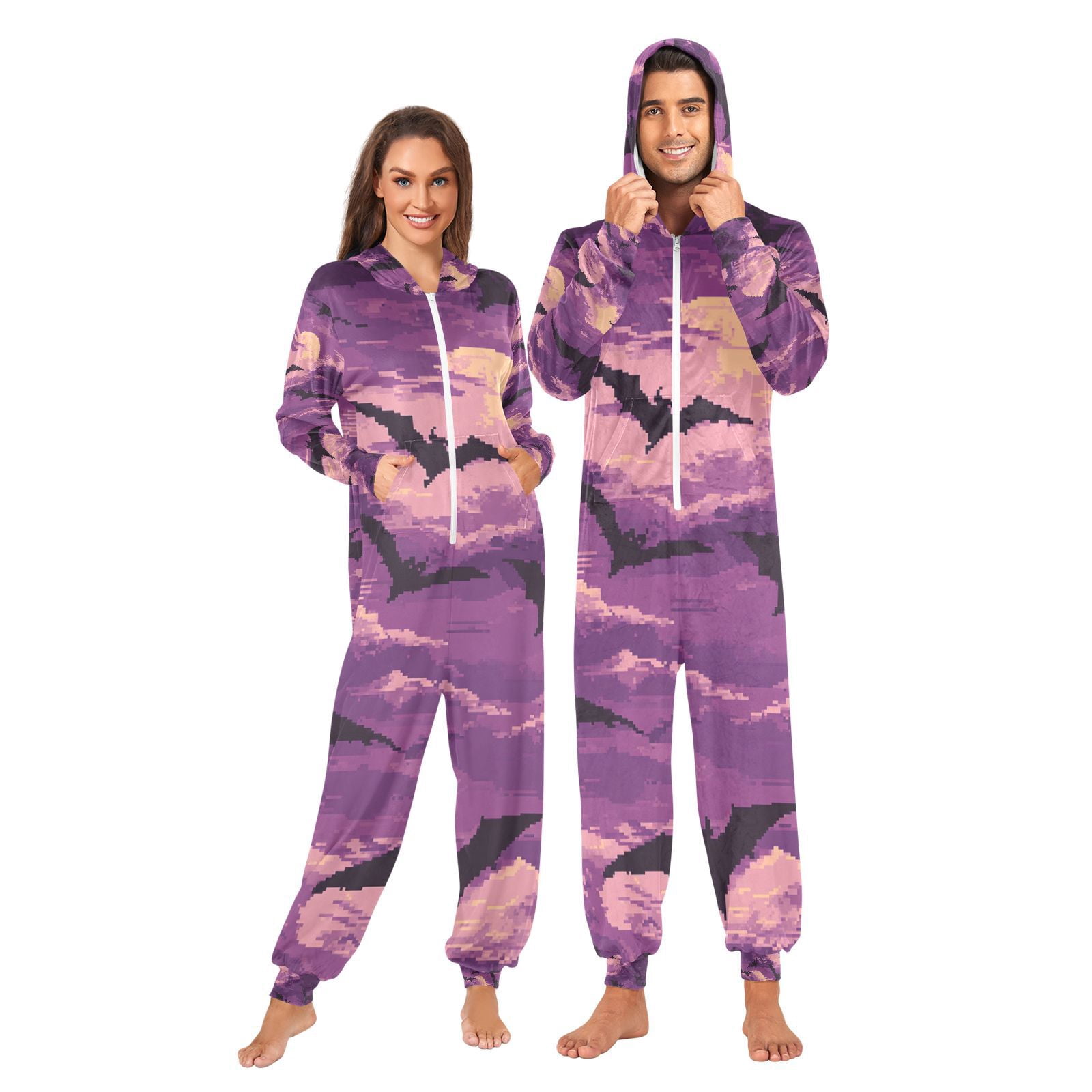 Pixel Bats Adult Onesie Pajamas Slim Fit Christmas One Piece Suit Pjs ...