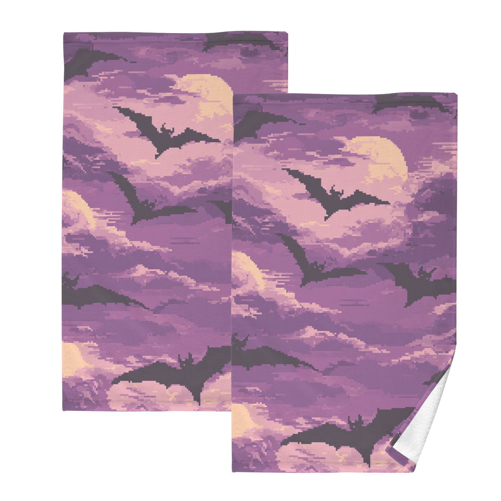 Pixel Bats Hand Towels Cotton Bath Towels Large Face Towels Absorbent for Bathroom 2 Packs