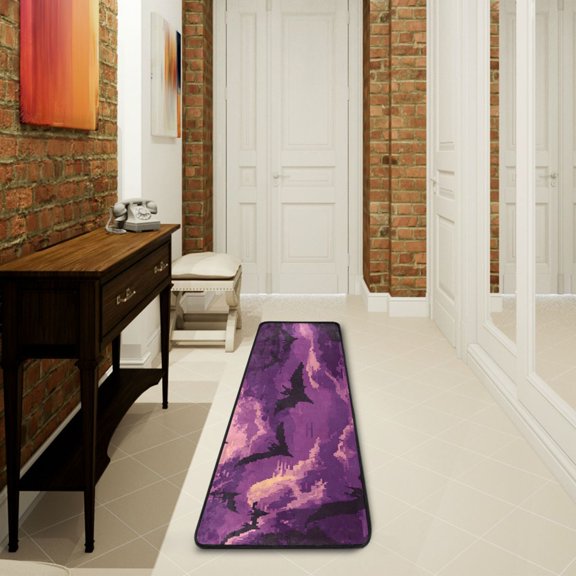 Pixel Bats Runner Rug Non Slip 7224 in Ares Rugs for Bedroom Bathroom Living Room
