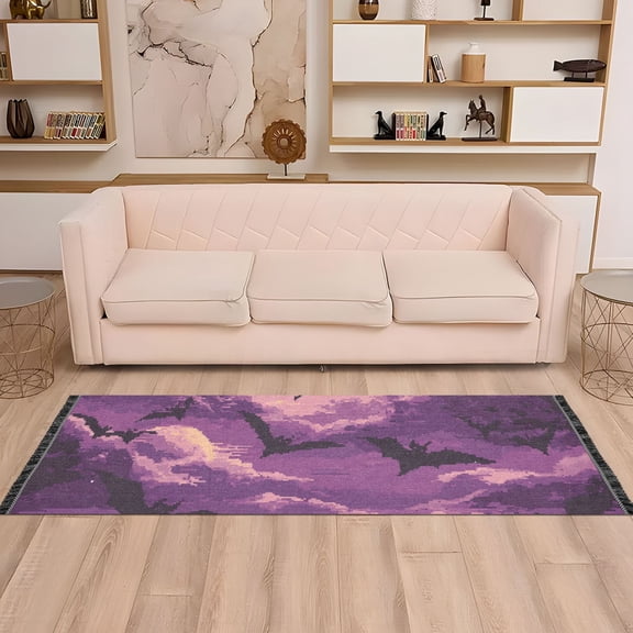 Pixel Bats Runner Rug Non-Slip Area Rugs Linen Washable Non Shedding for Kitchen Bedroom Carpet