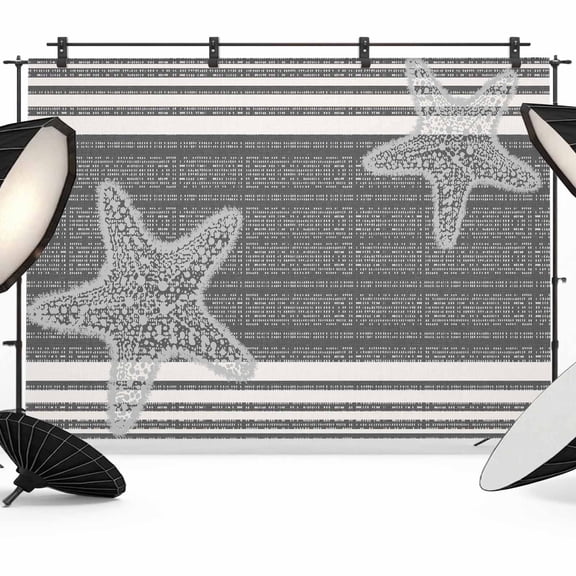 Pixel Black Star Photography Backdrop 7x5FT, Modern Abstract Nautical Ocean Beach Starfish Stripe Photo Backdrops, Background for Photography Studio Photo Studio Background, Back Drop for Photoshoot