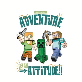Pixel Block Adventure Quote Wall Decal - 19.7" x 15.7" Removable Sandbox Game Character Sticker with "ADVENTURE IS AN ATTITUDE!" Typography - Peel & Stick 8-Bit Vinyl Mural