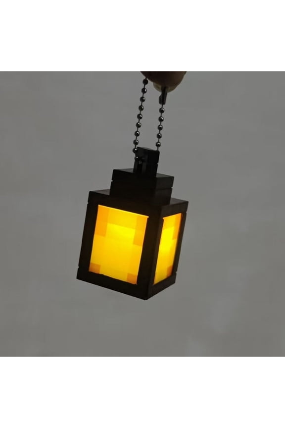 Pixel Block Lantern Night Light Keychain - 2.28" Portable USB-C Rechargeable Mini Lamp with Bead Chain - Survival Gamer Accessory for Backpacks, Keys & Desk Decor yellow