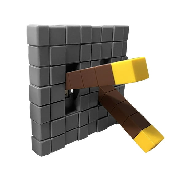 Pixel Block Light Switch Cover Plate, 2 Gang Toggle, Screw Hiding Flip Panel, Easy Install, 3D Gaming-Style Wall Decor for Bedroom, Playroom or Office,Gift for boy,fans(Yellow Double)