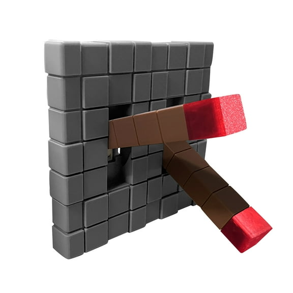 Pixel Block Light Switch Cover Plate, 2 Gang Toggle, Screw Hiding Flip Panel, Easy Install, 3D Gaming-Style Wall Decor for Bedroom, Playroom or Office,Gift for boy,fans(Red Double)