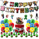 Pixel Block Video Game Theme Party Decoration Kit TNT Sandbox Game ...