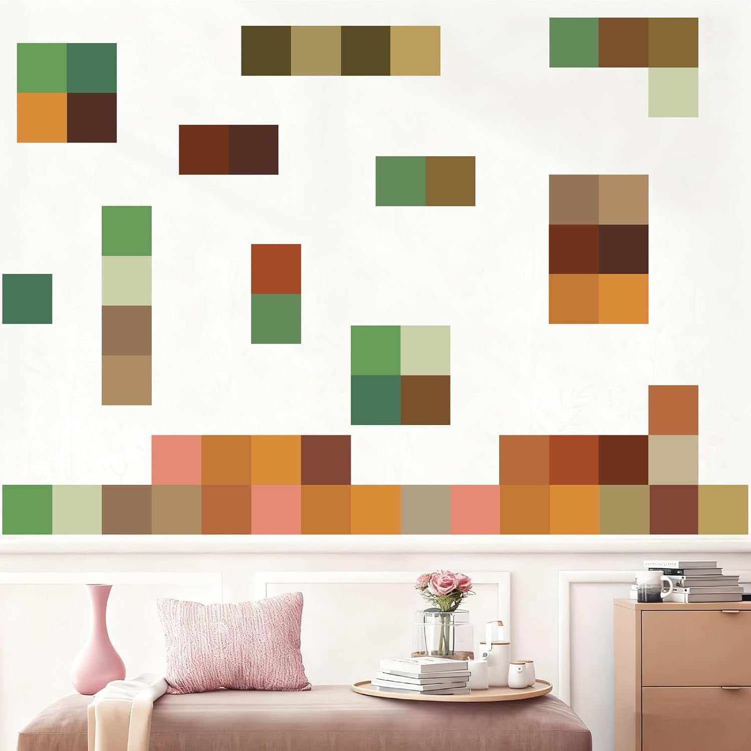 Pixel Block Wall Decals Geometric Square Wall Stickers Removable Pixel ...
