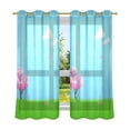 thumbnail image 1 of Pixel Cherry Blossom Breathable Sheer Curtains 63x42in Soft Light Filtering, UV Protection and Thermal Insulation, 1 of 7