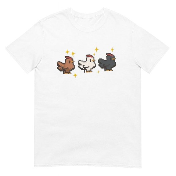 Pixel Chicken Retro Game Graphic Design Everyday T-Shirt