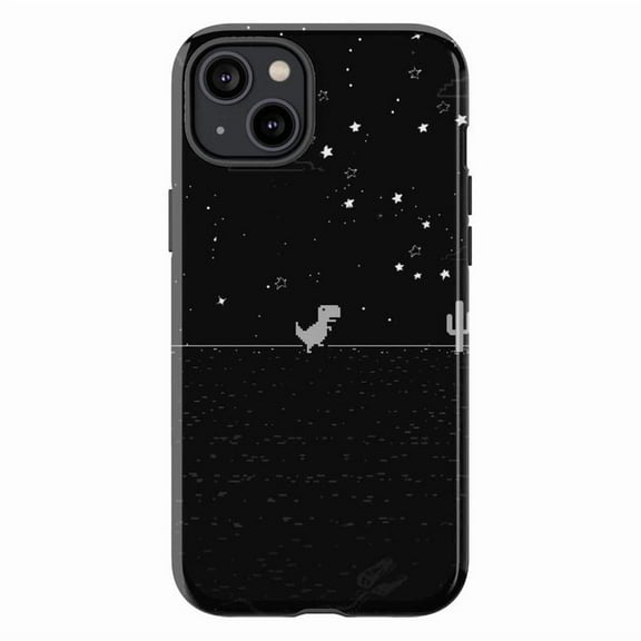 Pixel Dino Phone Case, Retro Gaming iPhone Case in Black and White, Minimalist Protective Phone Cover for iPhone 16 15 14 13 12 11 Plus Pro Max Mini