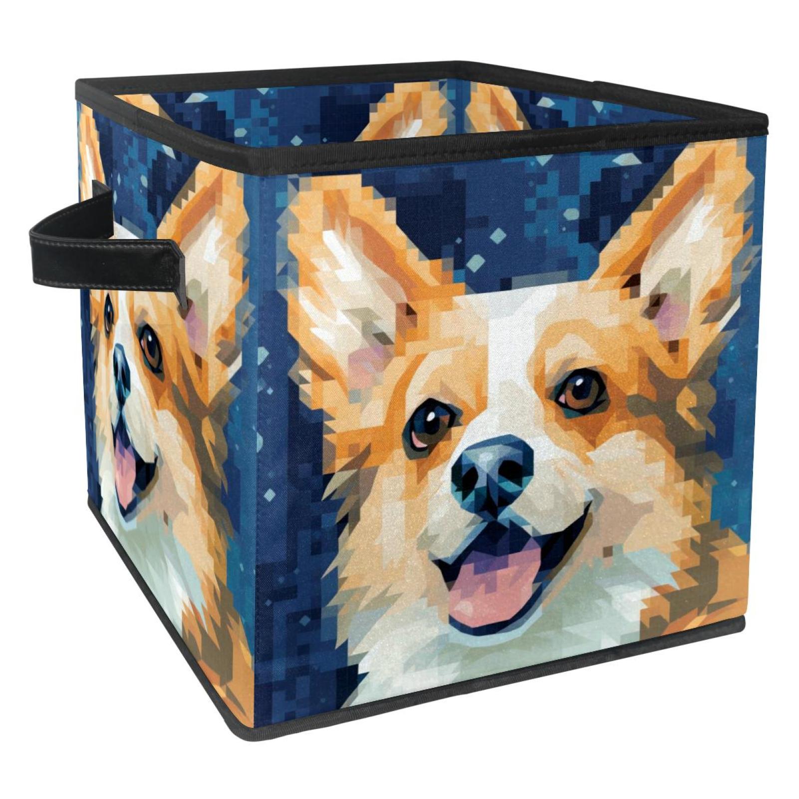Pixel Dog Foldable Cube Organizer Storage Basket with Handle, 10.8