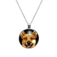 thumbnail image 1 of Pixel Dog Glass Design Circular Pendant Necklace, 1 of 5