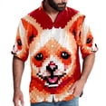 thumbnail image 1 of Pixel Dog Men's Button Down Hawaiian Print Short Sleeve Casual Summer Beach Shirts, 1 of 6