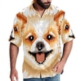 thumbnail image 1 of Pixel Dog Men's Short Sleeve Beach Shirts, Casual Button Down Poplin Printed Summer Tops - Unisex, 1 of 6