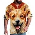 thumbnail image 1 of Pixel Dog Men's Short Sleeve Button Down Poplin Casual Beach Shirts, 1 of 6