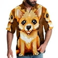 thumbnail image 1 of Pixel Dog Men's Short Sleeve Casual Printed Button Down Beach Shirt - Summer Hawaiian Top, 1 of 1
