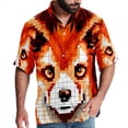 thumbnail image 1 of Pixel Dog Men's Short Sleeve Spread Collar Tops, Casual Button Down Shirts, Printed Summer Beach Shirts, Unisex, 1 of 6