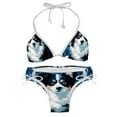thumbnail image 1 of Pixel Dog One-Piece Swimsuit Bikini Set, Detachable Sponge, Adjustable Strap, Two-Pack, Beach Vacation Wear, 1 of 6