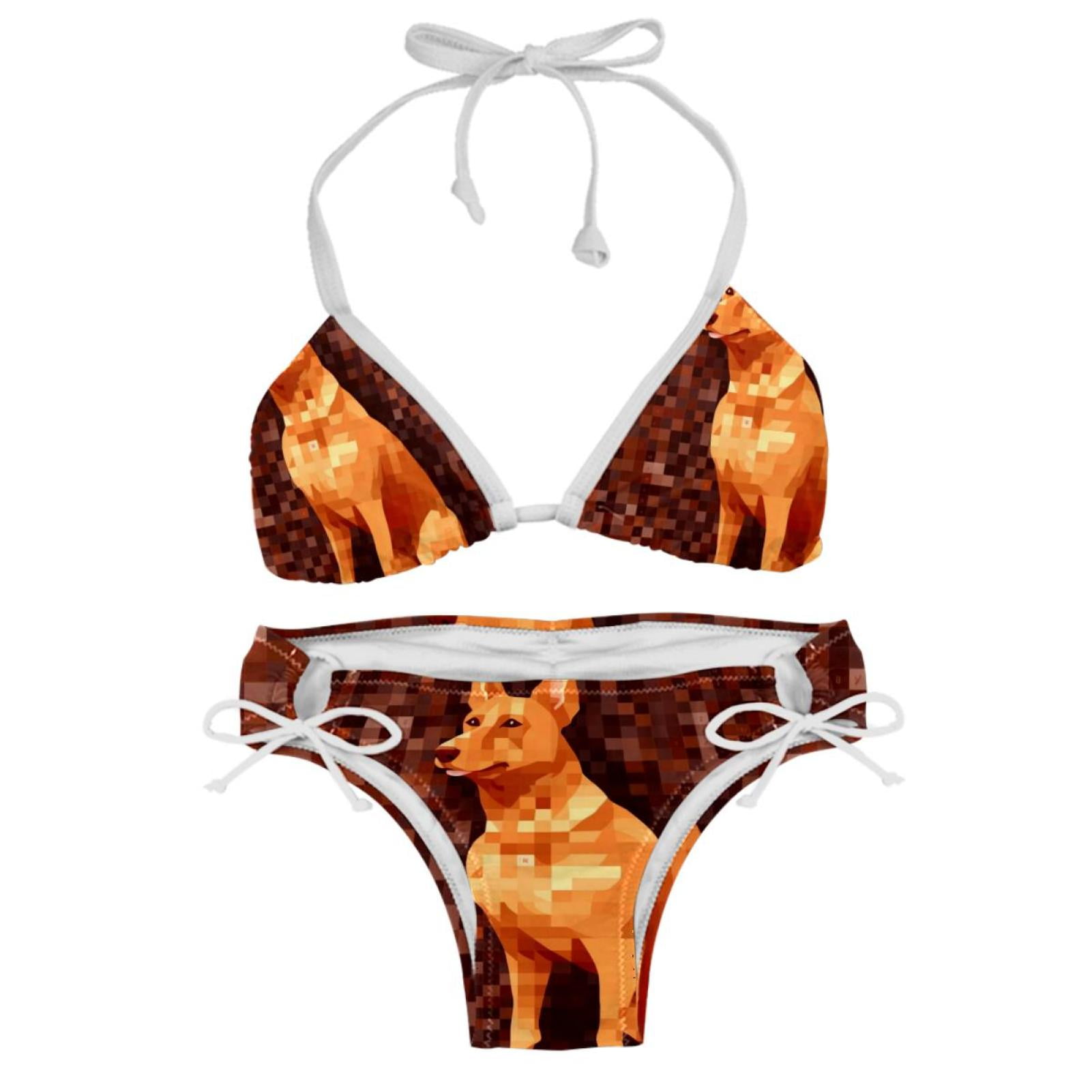 Pixel Dog Swim Wear Detachable Sponge Adjustable Strap Bikini Set Two ...