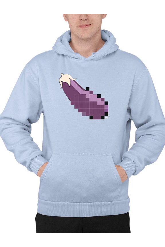 Pixel Eggplant Fun Emoji - Retro Meme Art Design Men's Hoodie