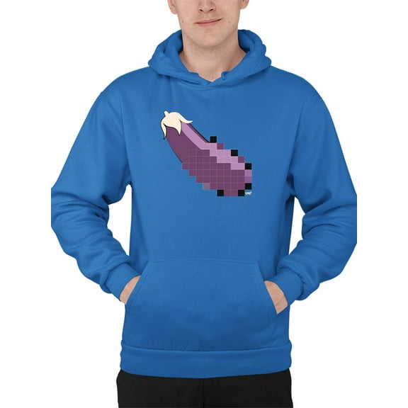 Pixel Eggplant Fun Emoji - Retro Meme Art Design Men's Hoodie
