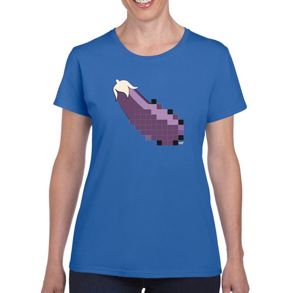 Pixel Eggplant Fun Emoji - Retro Meme Art Design Women's T-shirt